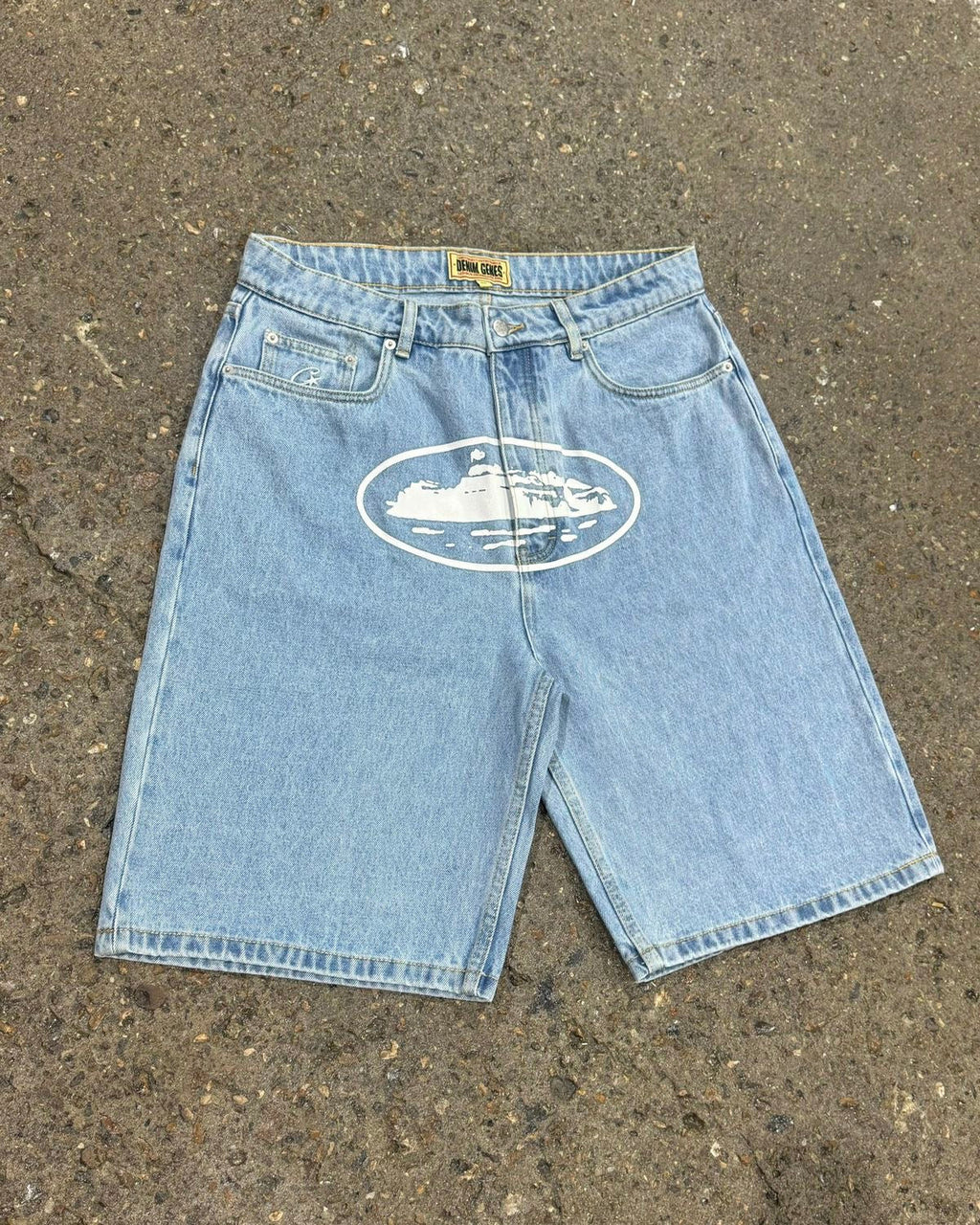 Corteiz Alcatraz Jeans Shorts - Blue