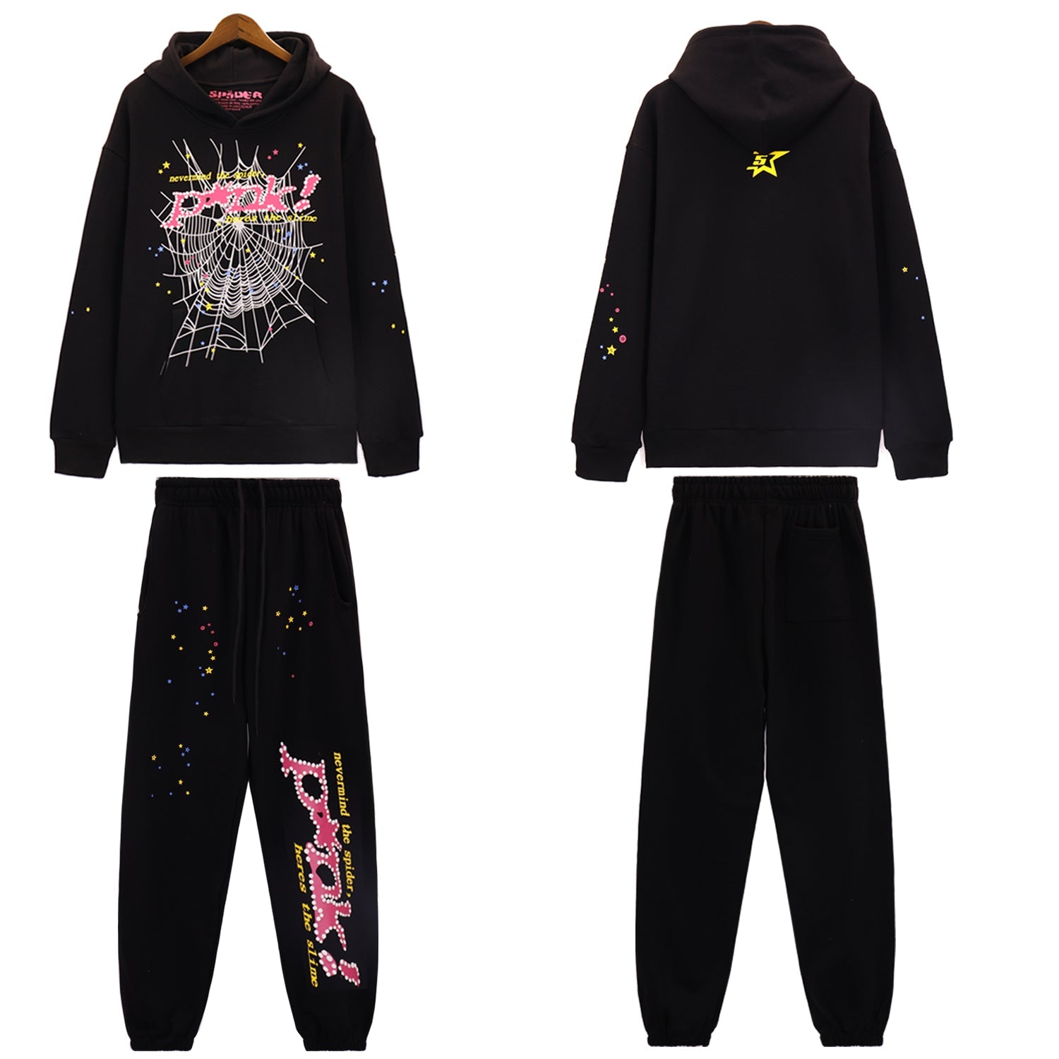 SP5DER Tracksuit “Black/Pink”