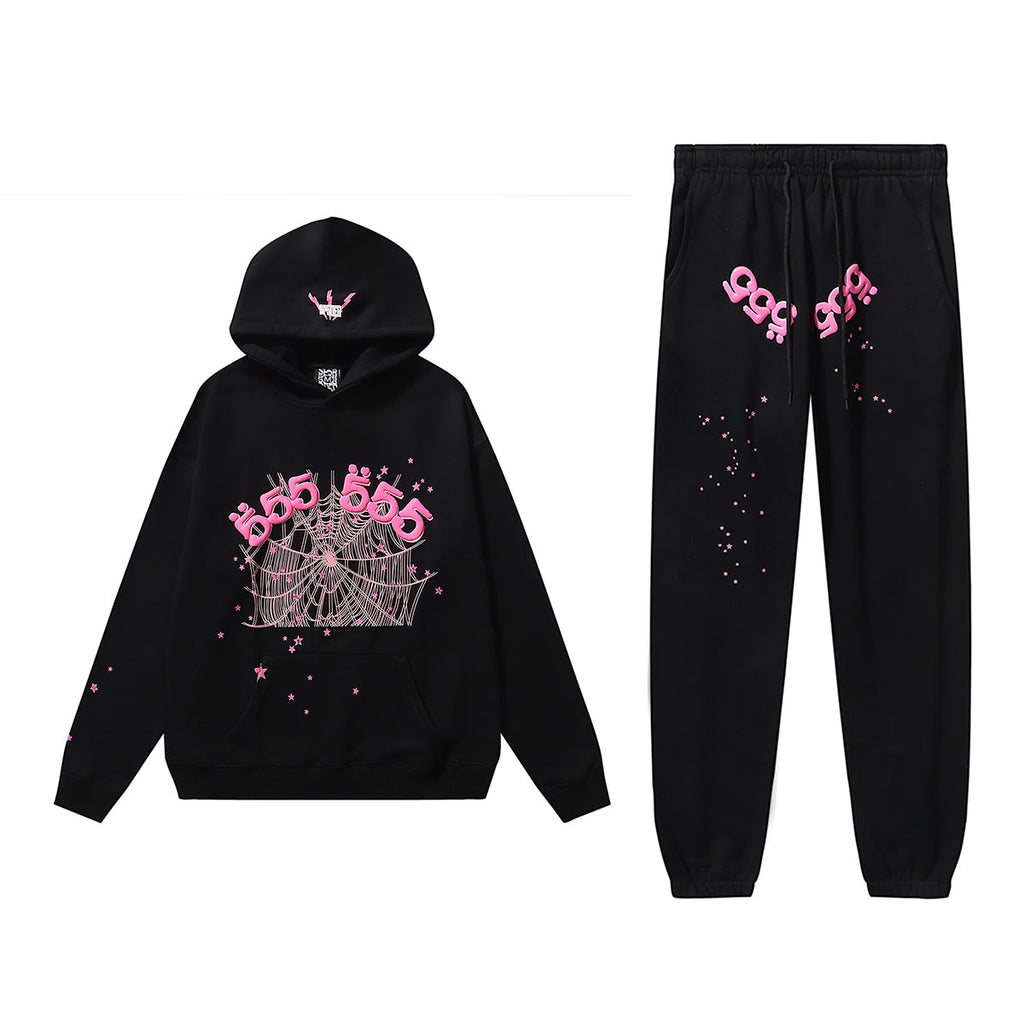 SP5DER 555 WEB Tracksuit “Black/Pink”